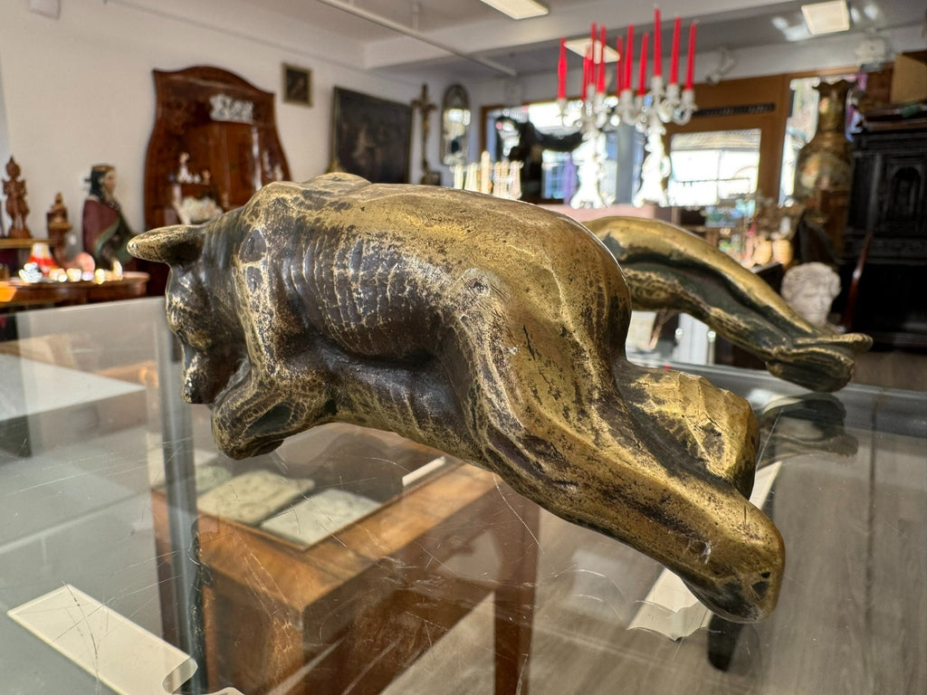 Antiker massiver Türgriff Jugendstil Bär und Frau um 1900