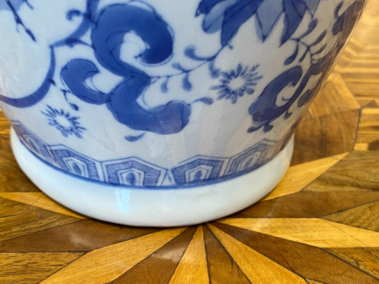 China Porzellan Vase mit Unterglasur Blauem Dekor Vögel 35,5cm