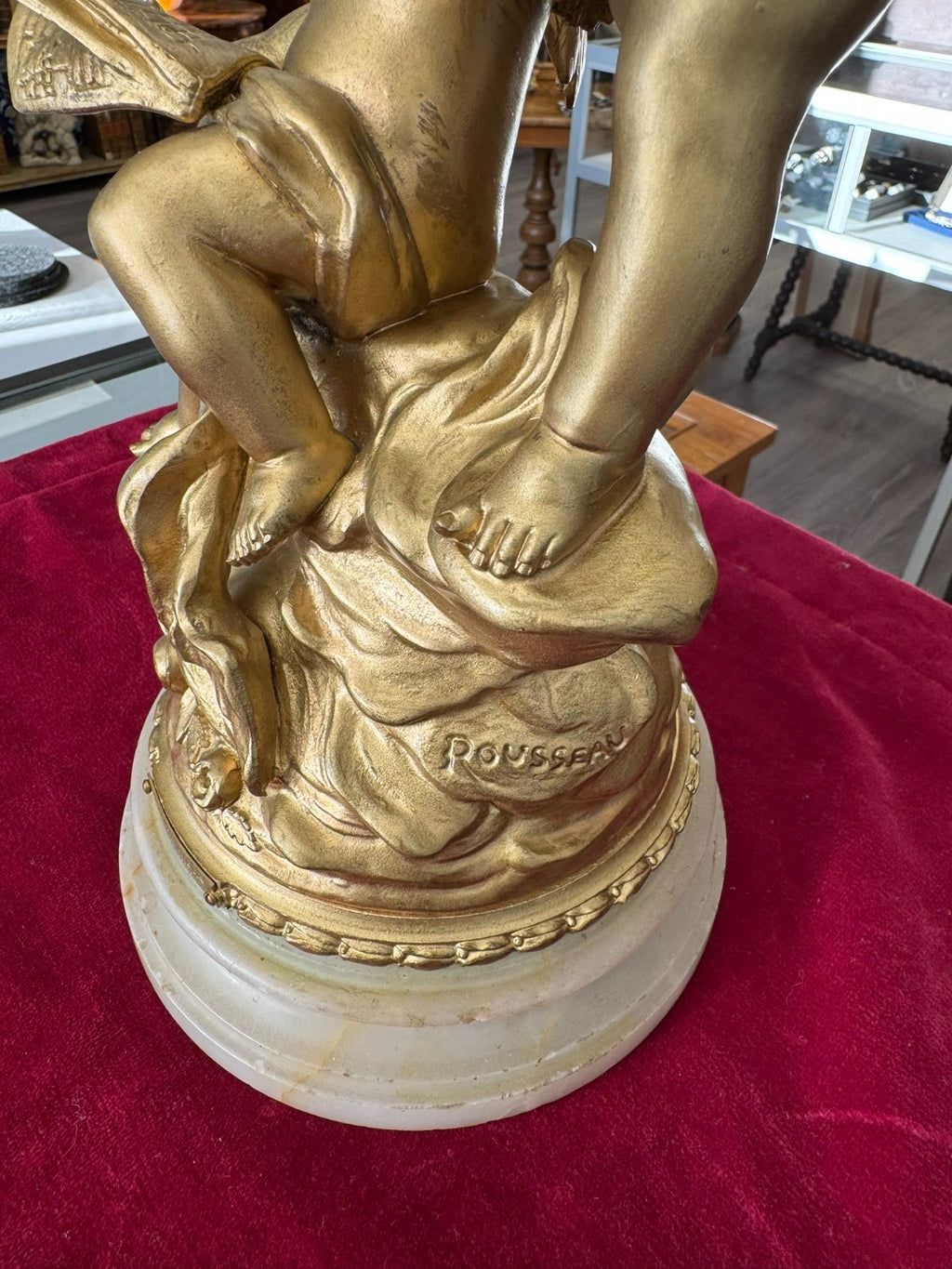 Rousseau Victor (1865-1954) "duo D´amour" Bronze Skulptur Engel Putti 42cm