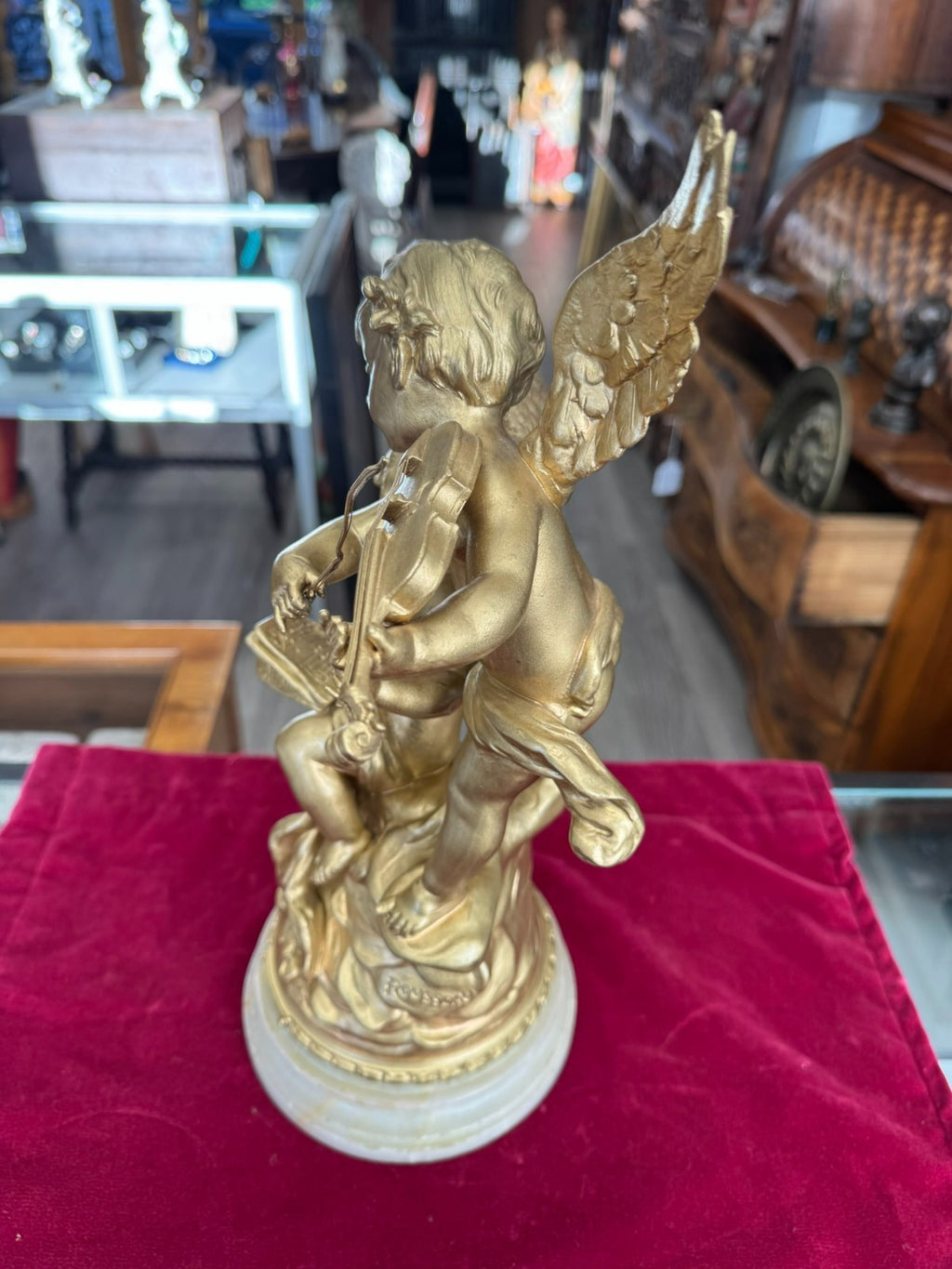 Rousseau Victor (1865-1954) "duo D´amour" Bronze Skulptur Engel Putti 42cm