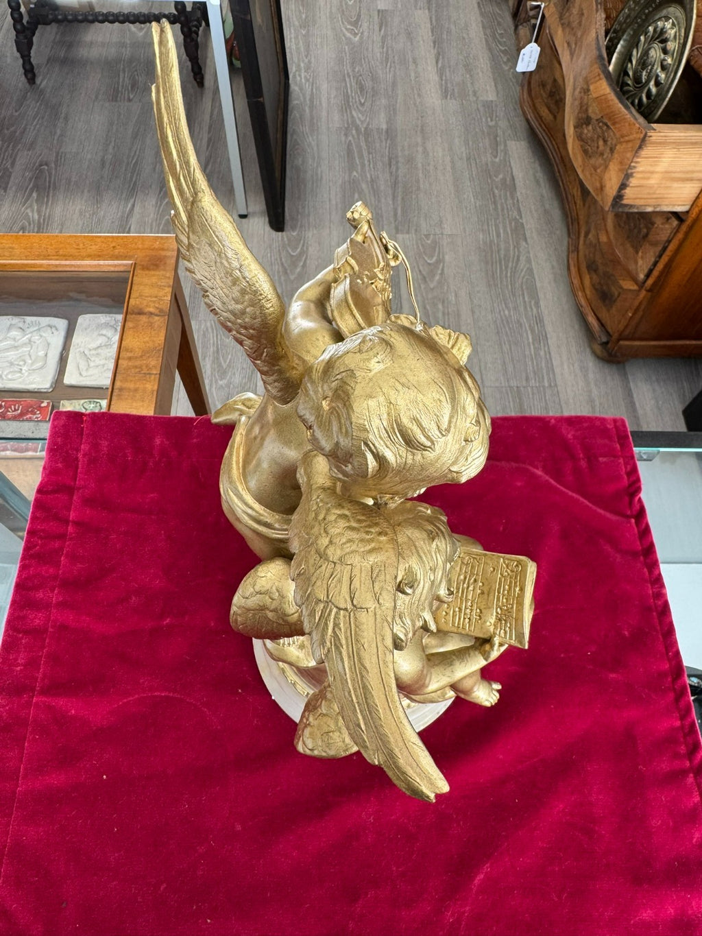 Rousseau Victor (1865-1954) "duo D´amour" Bronze Skulptur Engel Putti 42cm