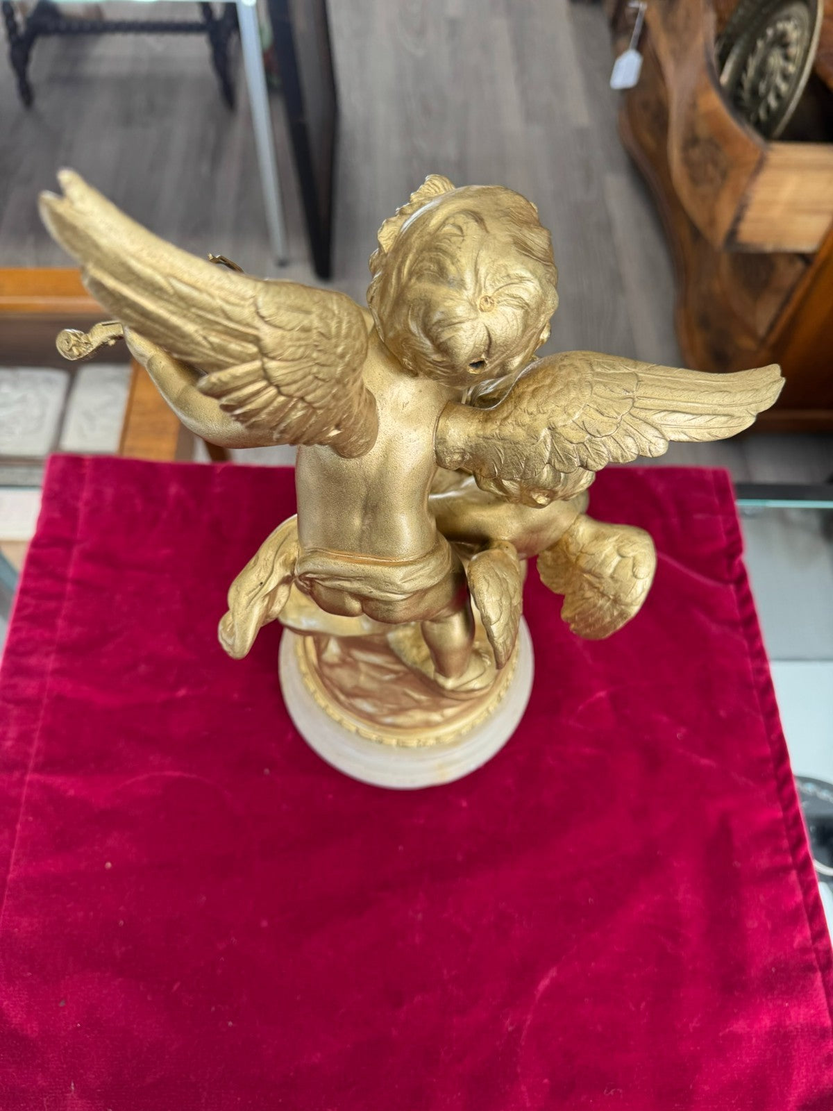 Rousseau Victor (1865-1954) "duo D´amour" Bronze Skulptur Engel Putti 42cm