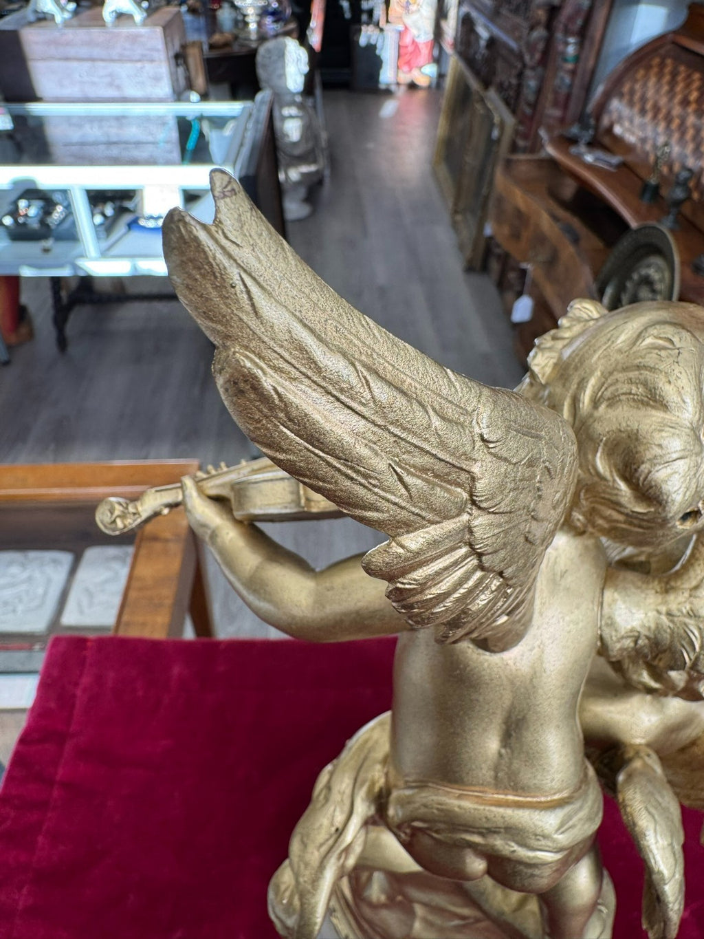 Rousseau Victor (1865-1954) "duo D´amour" Bronze Skulptur Engel Putti 42cm