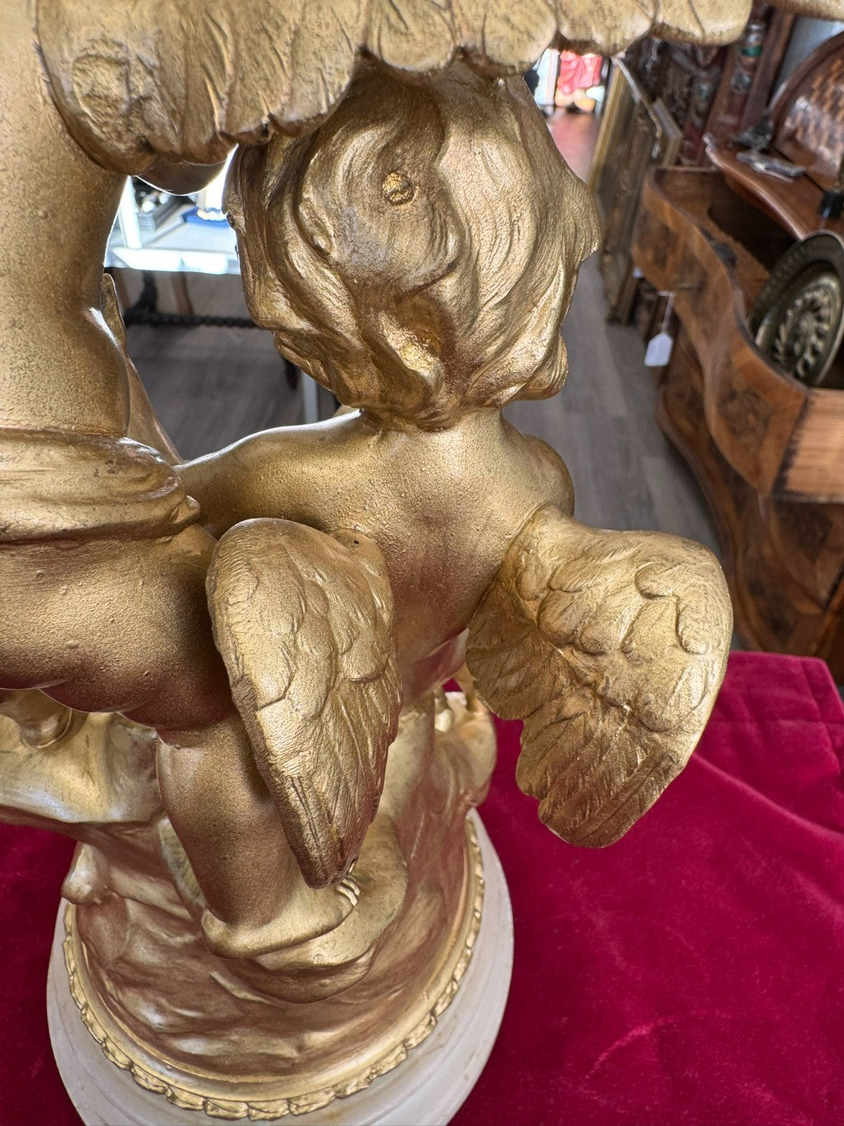 Rousseau Victor (1865-1954) "duo D´amour" Bronze Skulptur Engel Putti 42cm