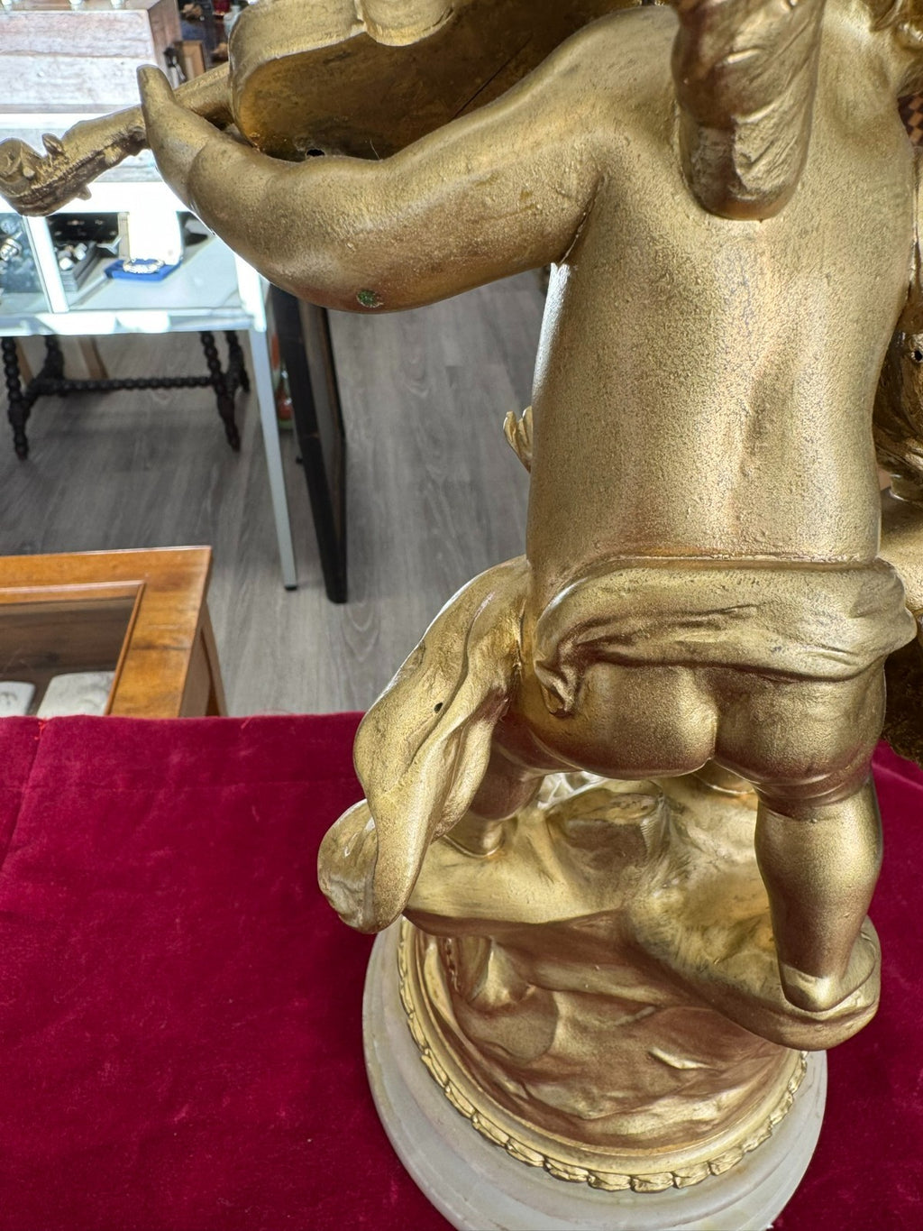 Rousseau Victor (1865-1954) "duo D´amour" Bronze Skulptur Engel Putti 42cm