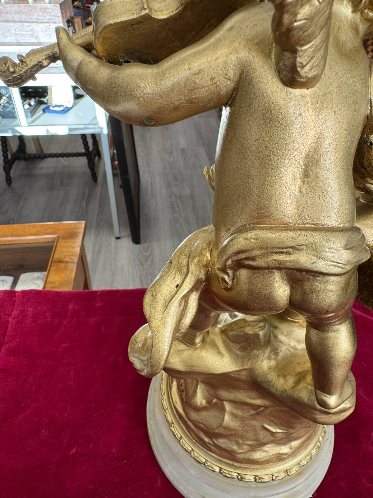 Rousseau Victor (1865-1954) "duo D´amour" Bronze Skulptur Engel Putti 42cm