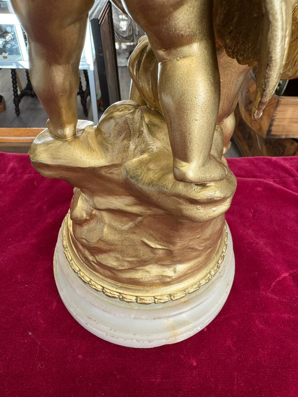 Rousseau Victor (1865-1954) "duo D´amour" Bronze Skulptur Engel Putti 42cm