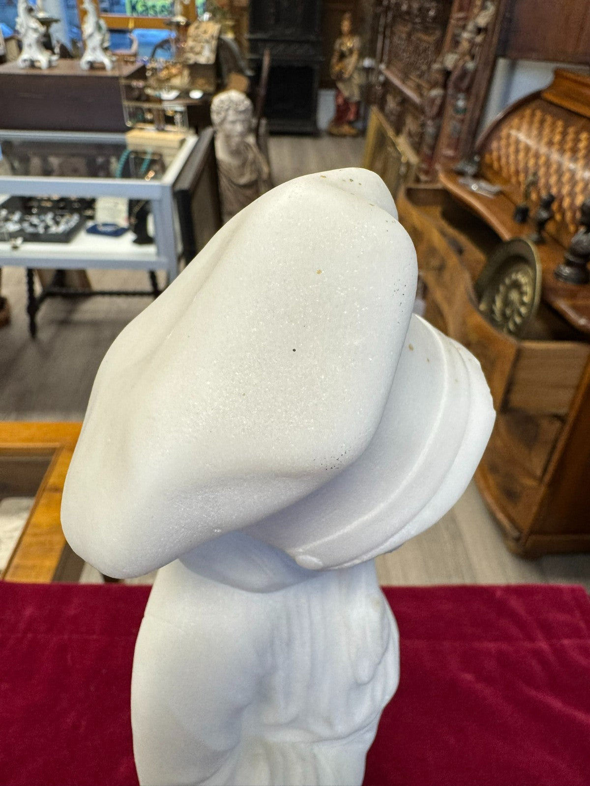 Antike Alabaster Figur Skulptur kleiner Koch Italien 19 tes Jhdt 37cm