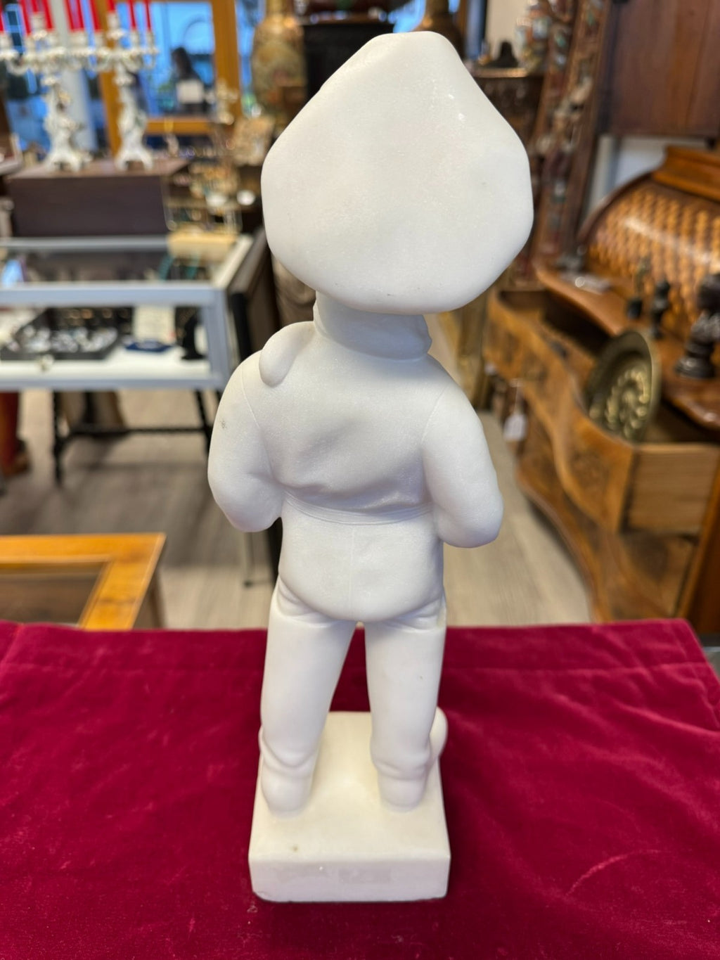 Antike Alabaster Figur Skulptur kleiner Koch Italien 19 tes Jhdt 37cm