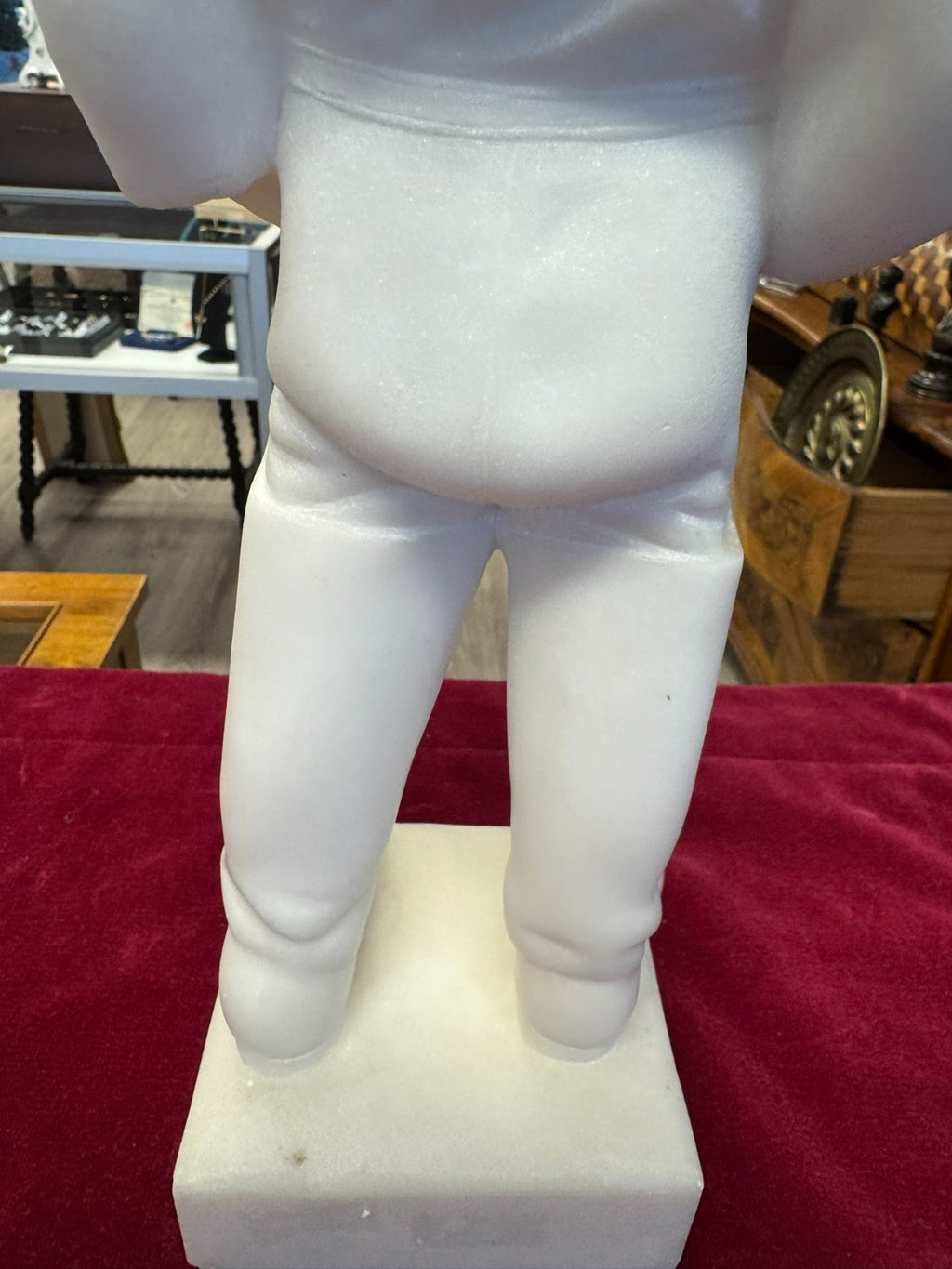 Antike Alabaster Figur Skulptur kleiner Koch Italien 19 tes Jhdt 37cm