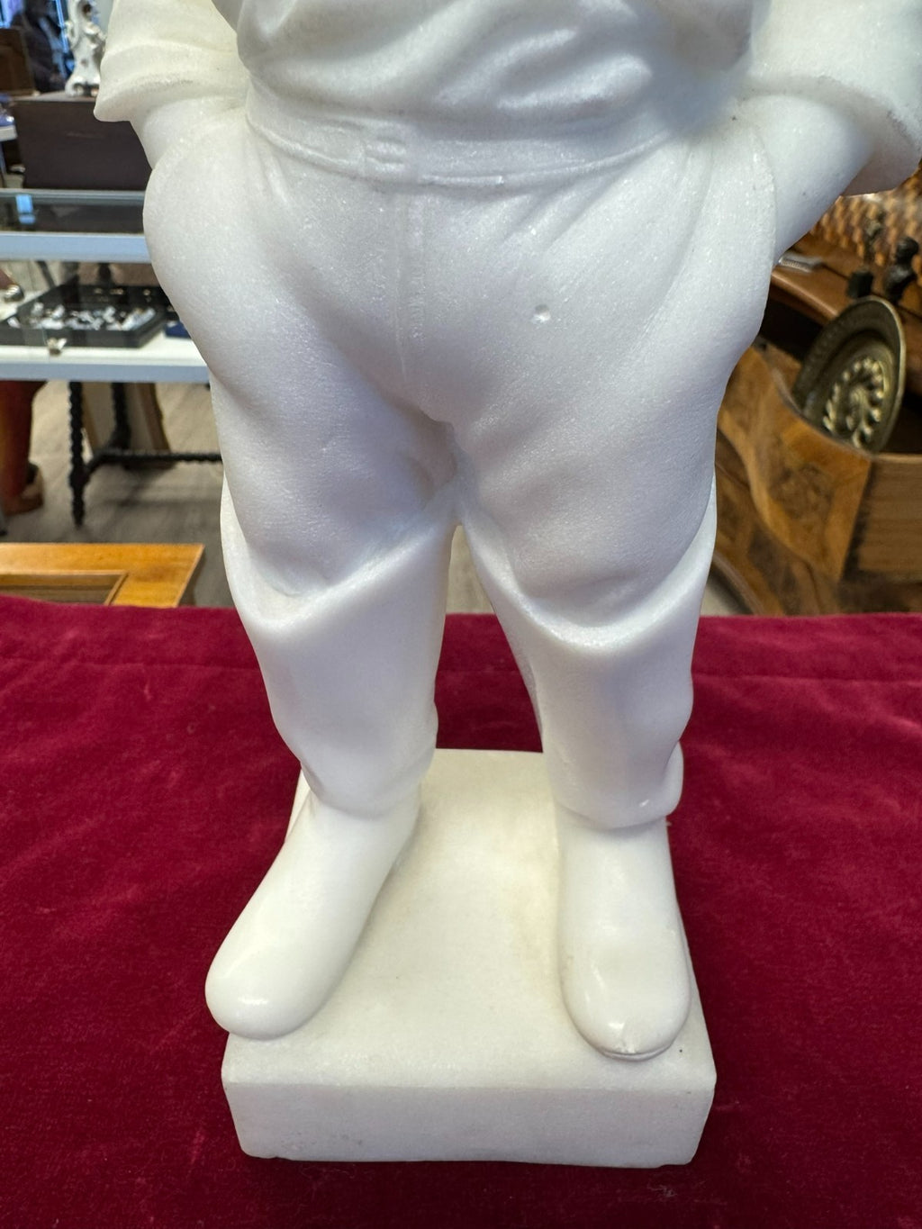 Antike Alabaster Figur Skulptur kleiner Koch Italien 19 tes Jhdt 37cm