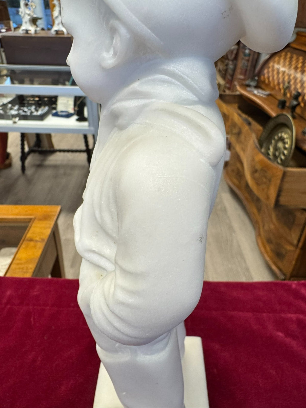 Antike Alabaster Figur Skulptur kleiner Koch Italien 19 tes Jhdt 37cm