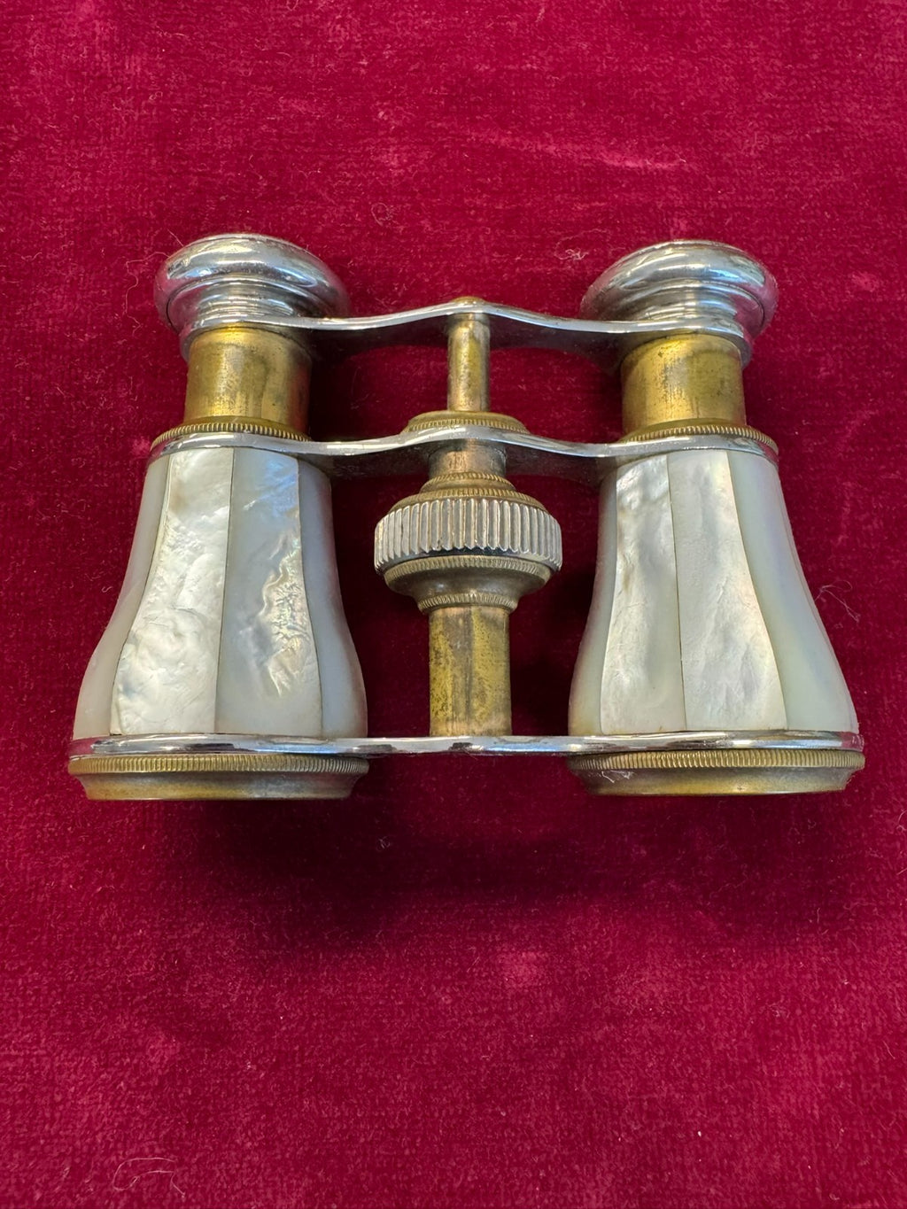 ANTIKES FERNGLAS MESSING MIT PERLMUTT MIT TASCHE