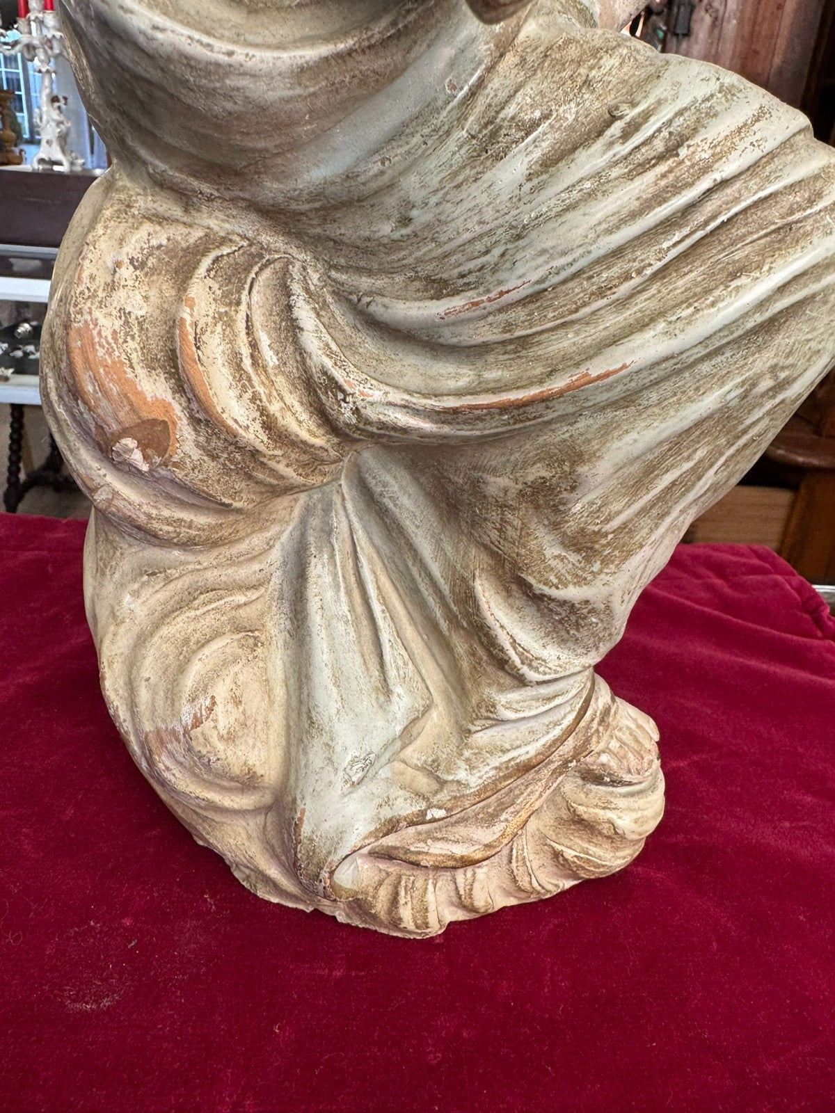 Antike Heiligenfigur Neapel 19 tes Jh Terracotta handbemalt Heilige Maria Jesus