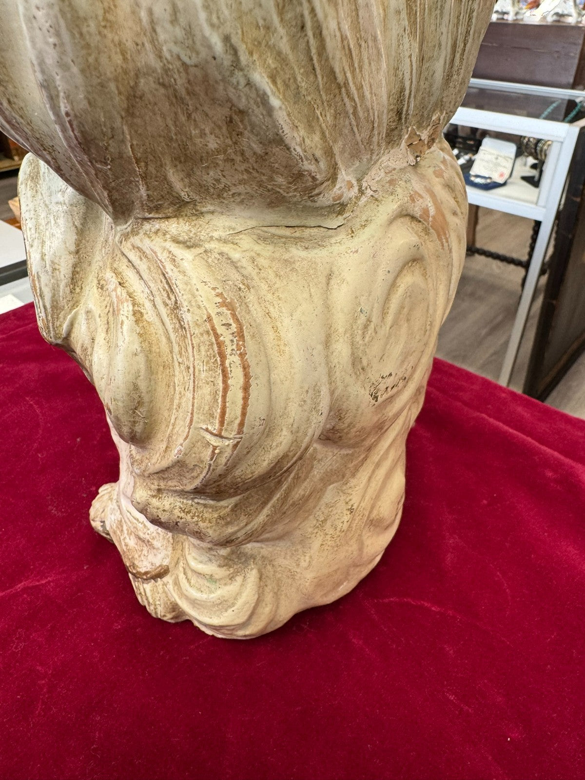 Antike Heiligenfigur Neapel 19 tes Jh Terracotta handbemalt Heilige Maria Jesus