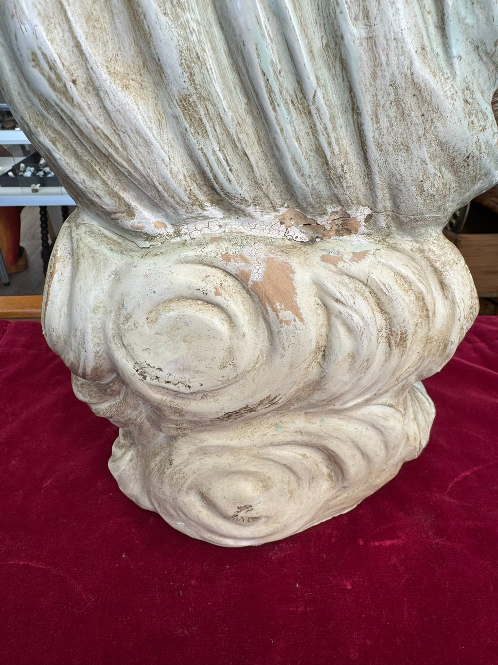 Antike Heiligenfigur Neapel 19 tes Jh Terracotta handbemalt Heilige Maria Jesus