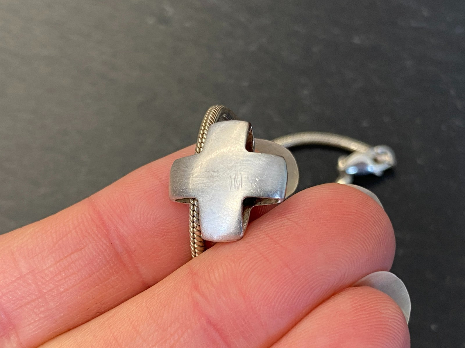 Halskette Kette Schlangenkette Sterling Silber 925 45,1cm mit Kreuz Anhänger