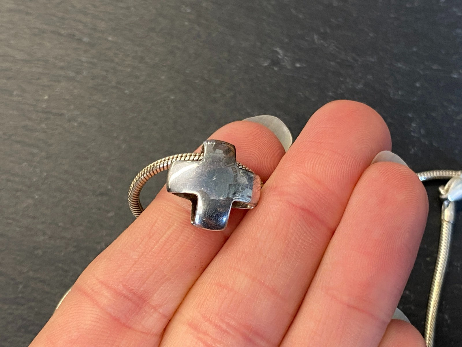 Halskette Kette Schlangenkette Sterling Silber 925 45,1cm mit Kreuz Anhänger