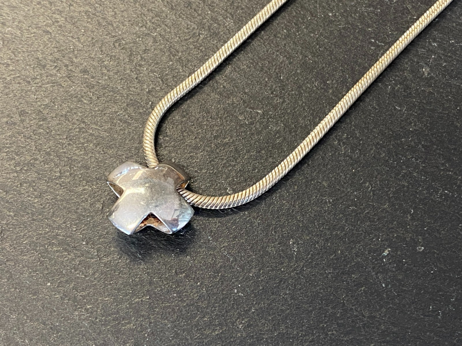Halskette Kette Schlangenkette Sterling Silber 925 45,1cm mit Kreuz Anhänger