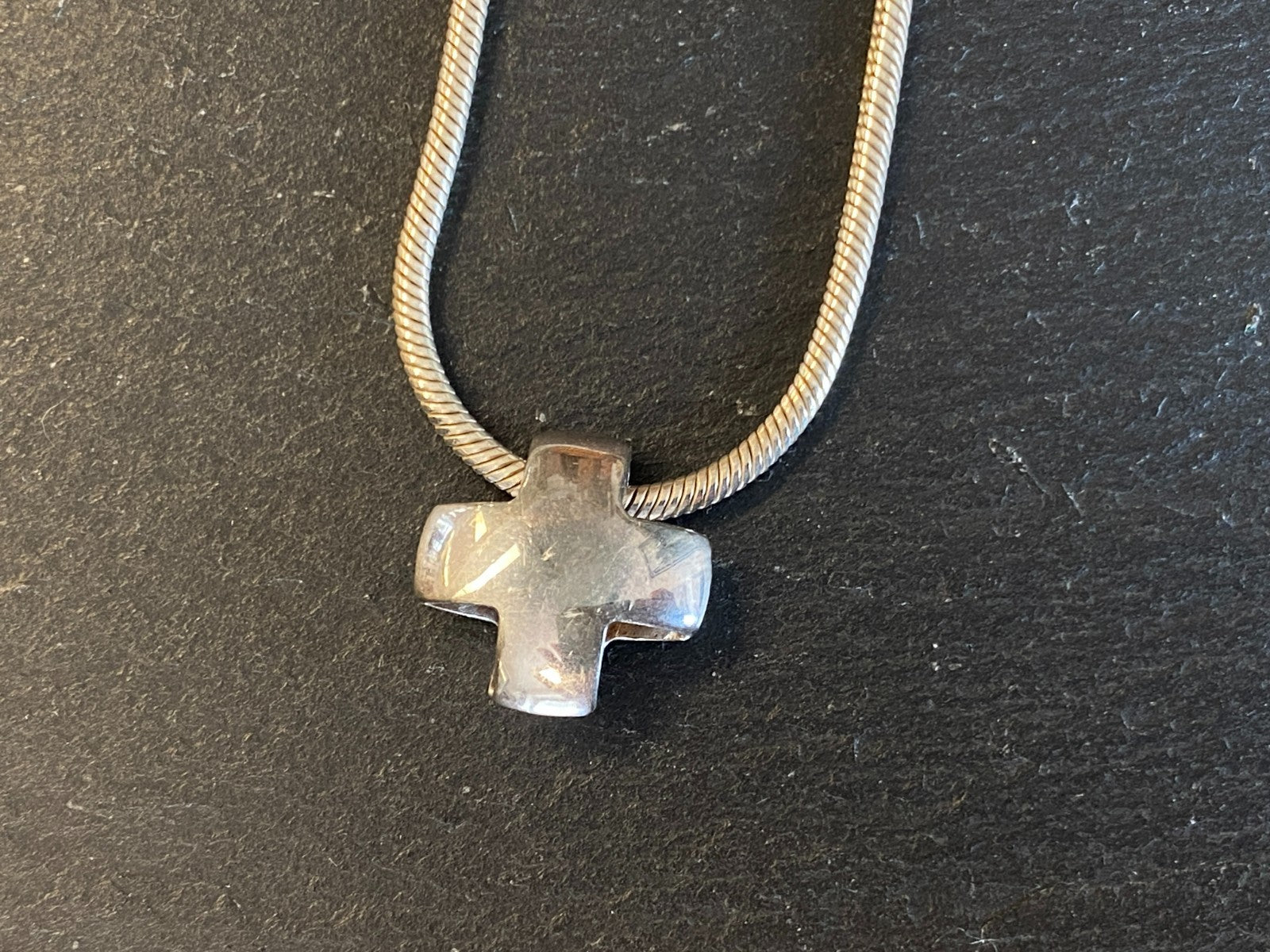 Halskette Kette Schlangenkette Sterling Silber 925 45,1cm mit Kreuz Anhänger