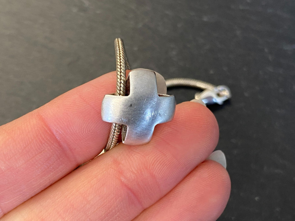 Halskette Kette Schlangenkette Sterling Silber 925 45,1cm mit Kreuz Anhänger