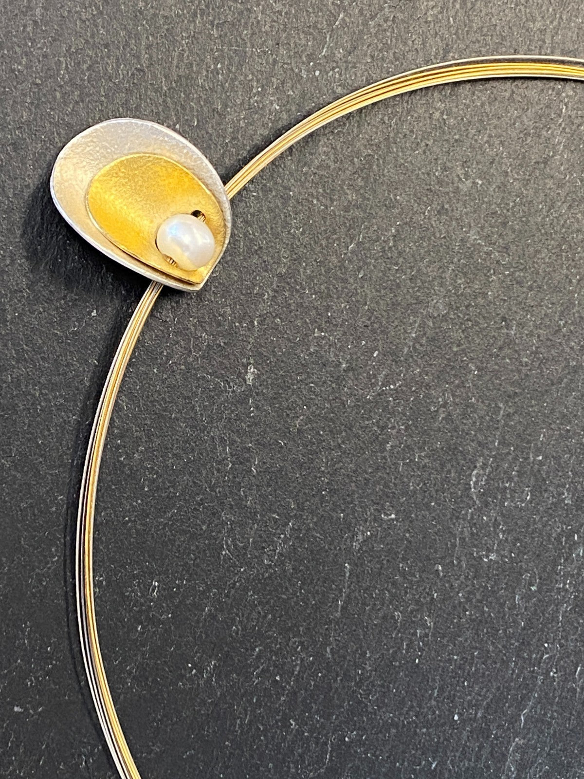 Collier Sonnenschein aus Sterling Silber Bicolor mit Perle