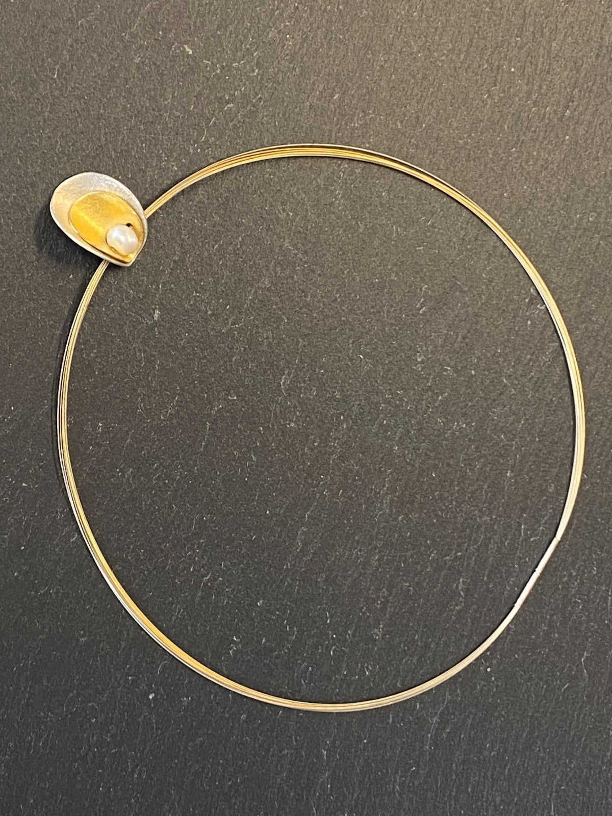 Collier Sonnenschein aus Sterling Silber Bicolor mit Perle