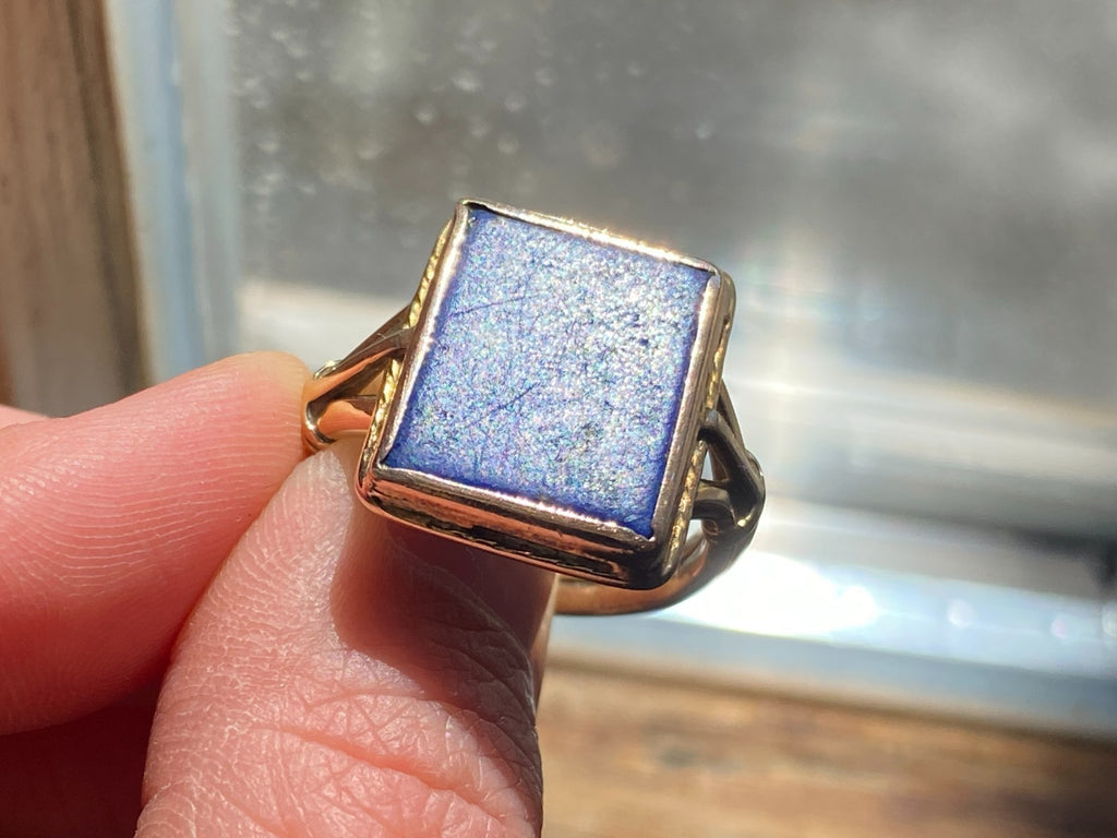 Vintage Herrenring Statement Ring Gold 585 mit Lapislazuli Grösse 58 7,65g