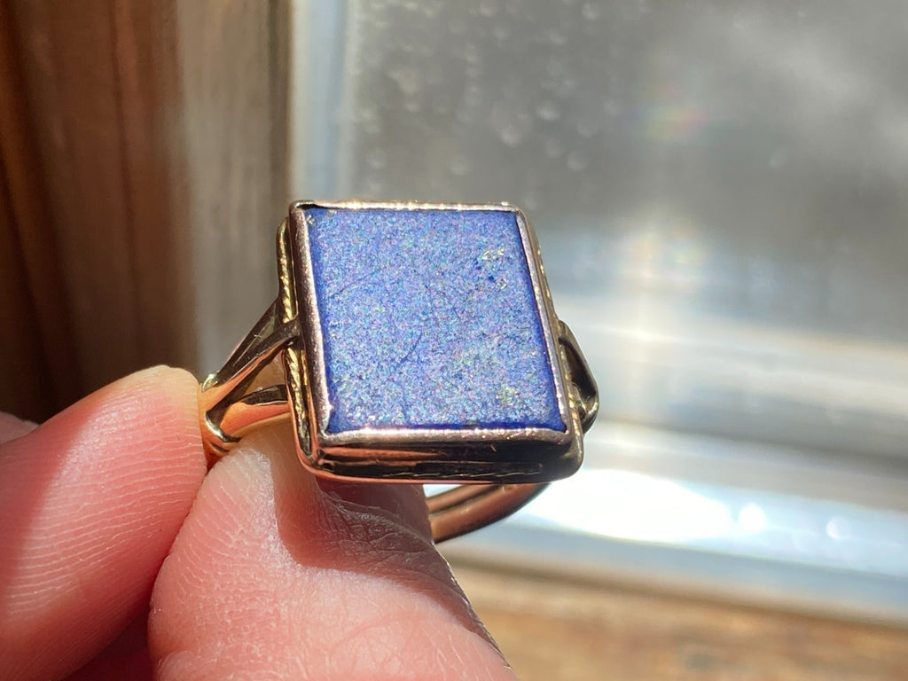 Vintage Herrenring Statement Ring Gold 585 mit Lapislazuli Grösse 58 7,65g