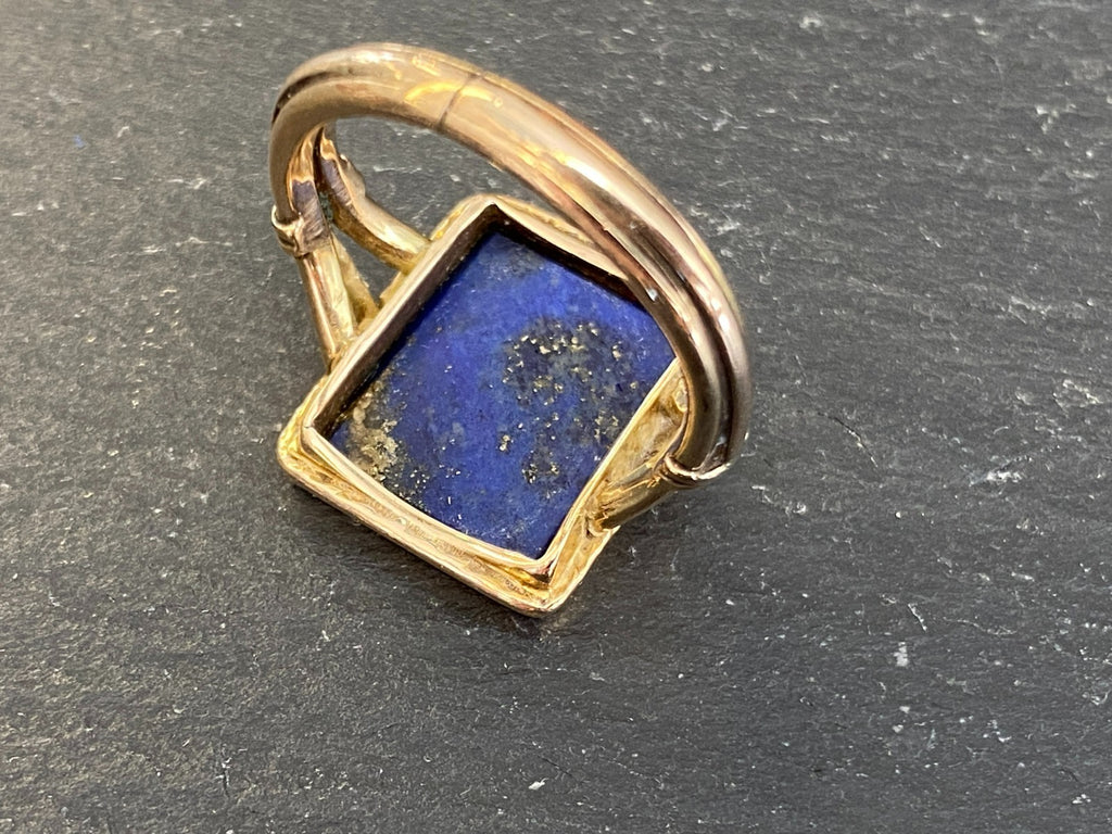 Vintage Herrenring Statement Ring Gold 585 mit Lapislazuli Grösse 58 7,65g