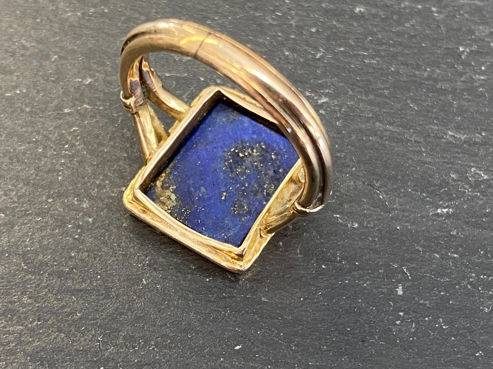 Vintage Herrenring Statement Ring Gold 585 mit Lapislazuli Grösse 58 7,65g