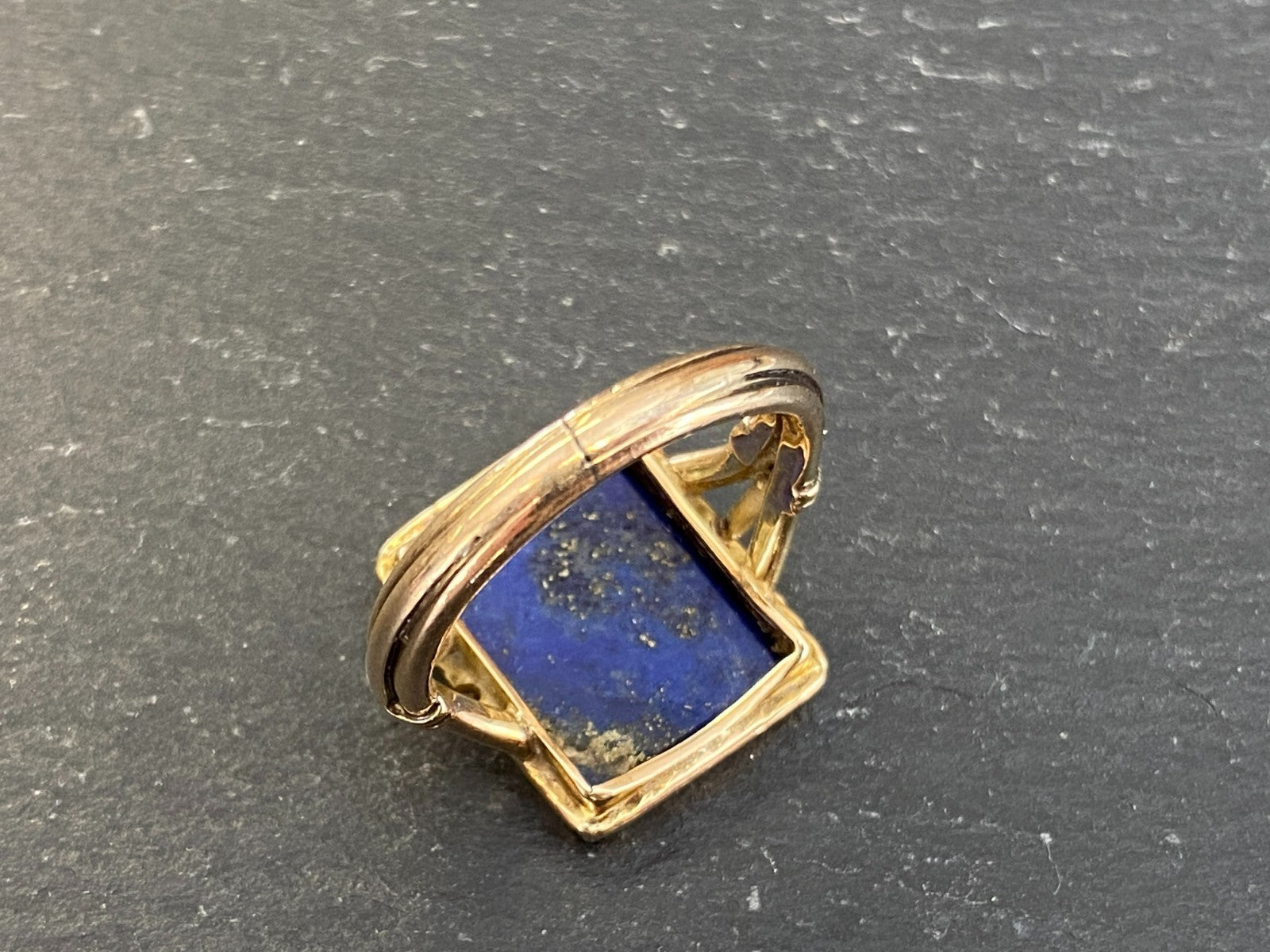 Vintage Herrenring Statement Ring Gold 585 mit Lapislazuli Grösse 58 7,65g