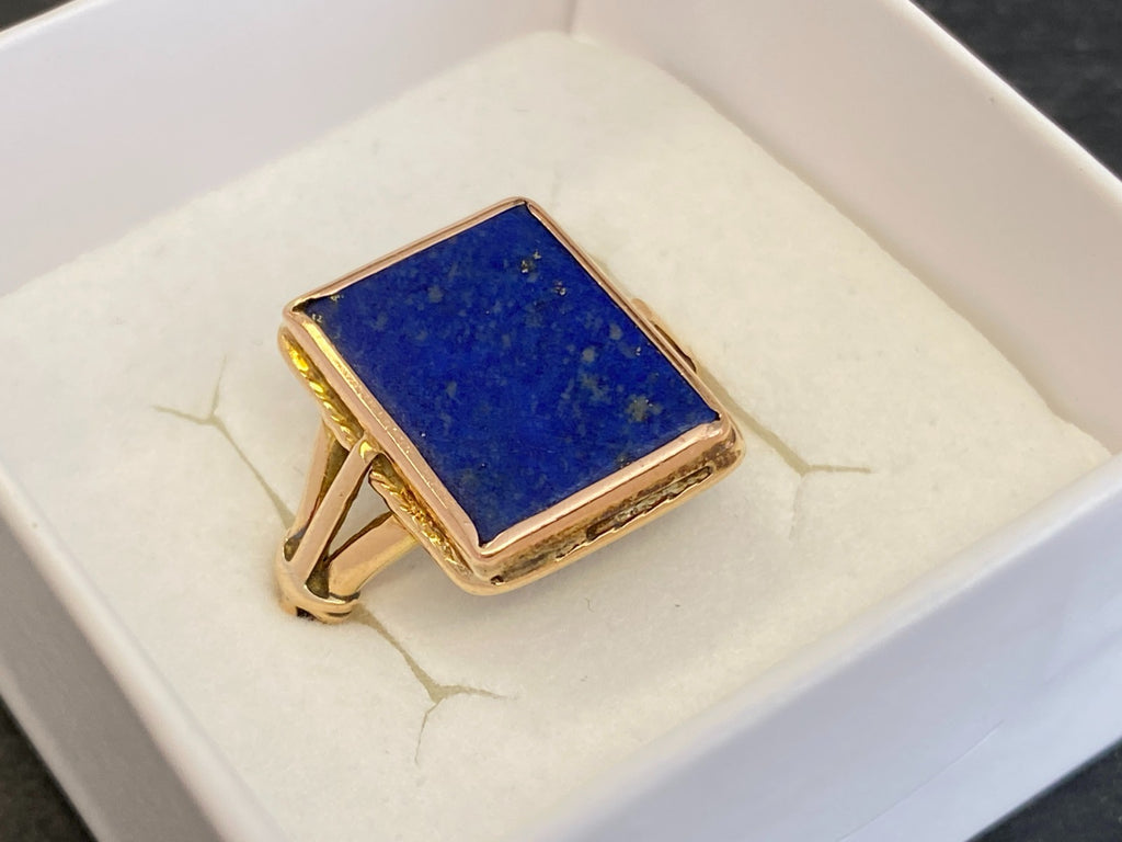 Vintage Herrenring Statement Ring Gold 585 mit Lapislazuli Grösse 58 7,65g