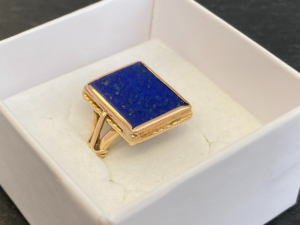 Vintage Herrenring Statement Ring Gold 585 mit Lapislazuli Grösse 58 7,65g