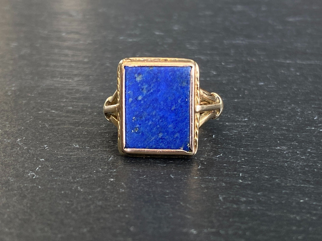 Vintage Herrenring Statement Ring Gold 585 mit Lapislazuli Grösse 58 7,65g