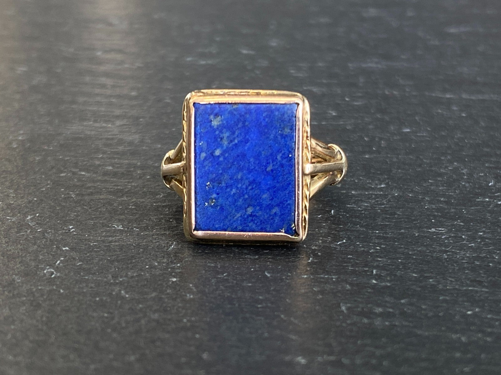 Vintage Herrenring Statement Ring Gold 585 mit Lapislazuli Grösse 58 7,65g