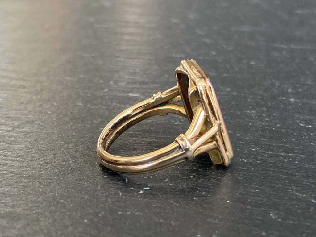 Vintage Herrenring Statement Ring Gold 585 mit Lapislazuli Grösse 58 7,65g