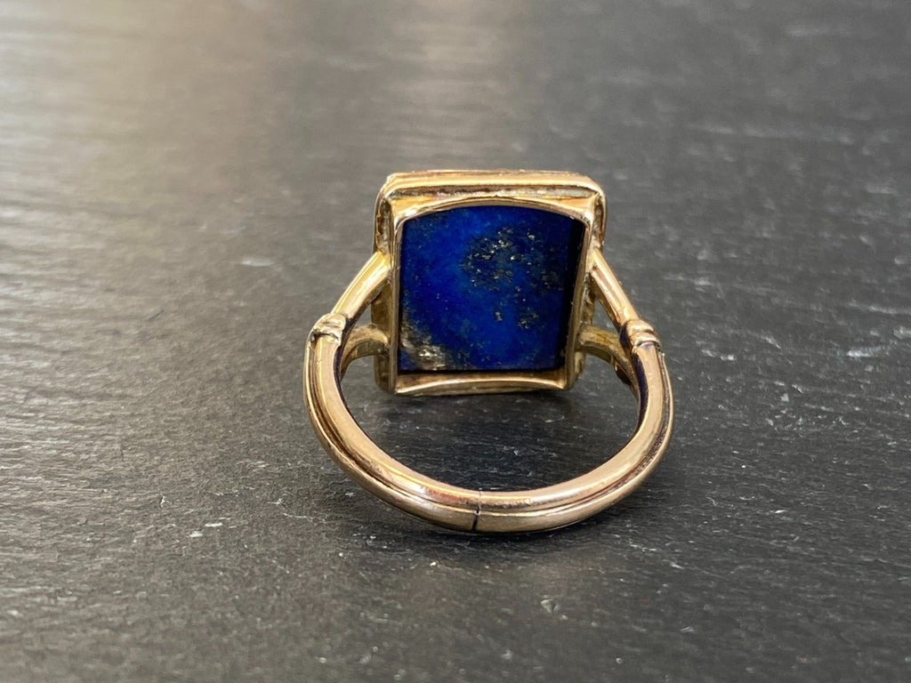 Vintage Herrenring Statement Ring Gold 585 mit Lapislazuli Grösse 58 7,65g
