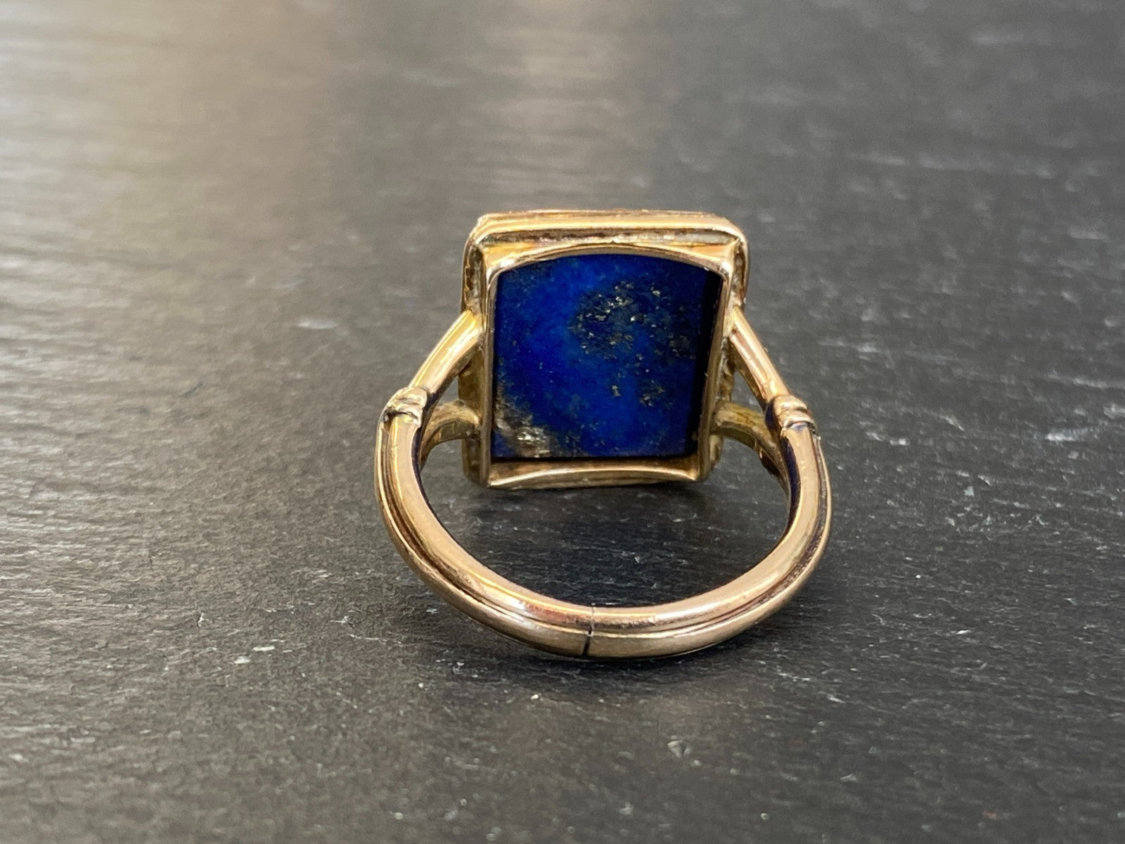 Vintage Herrenring Statement Ring Gold 585 mit Lapislazuli Grösse 58 7,65g
