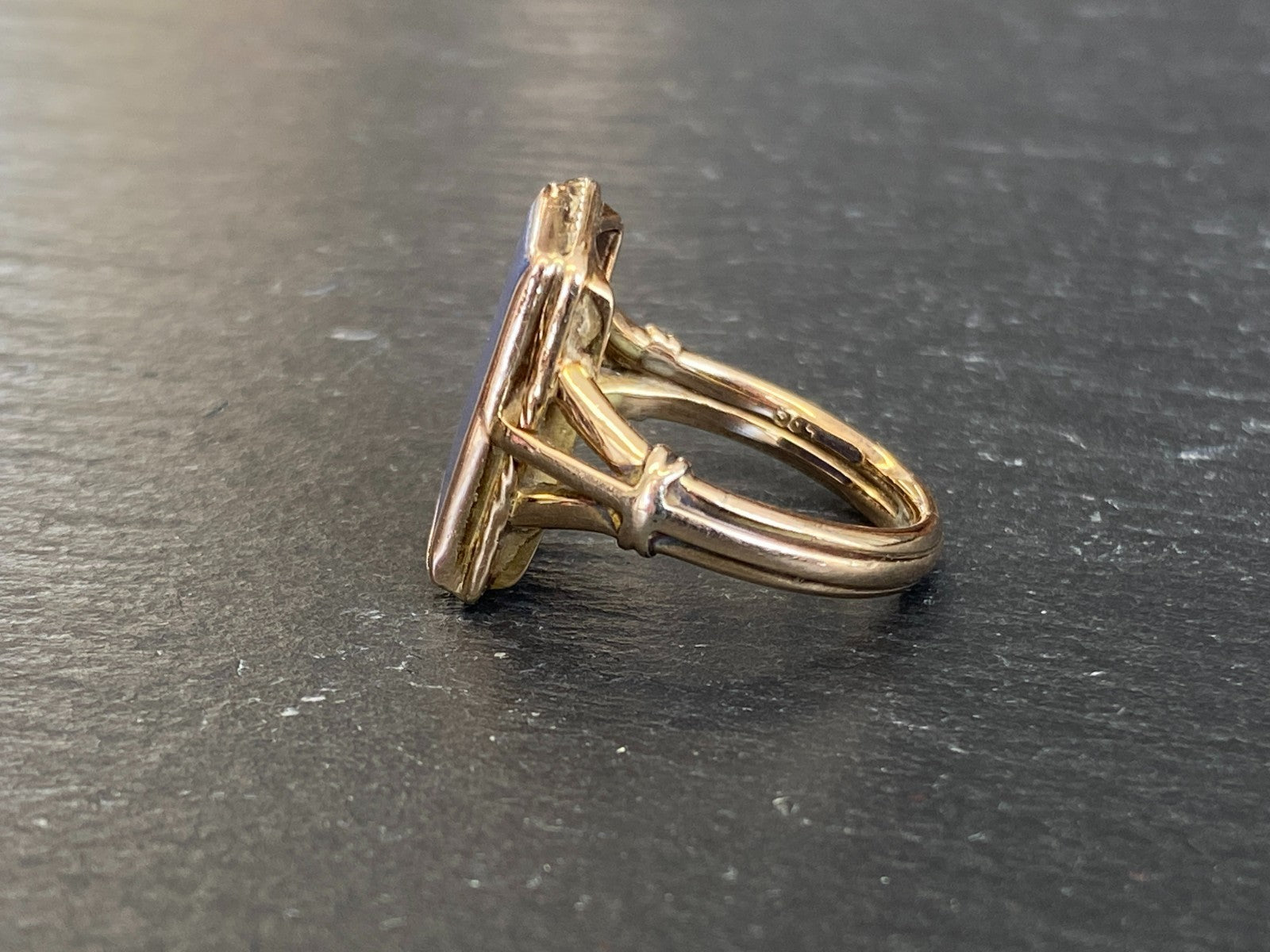 Vintage Herrenring Statement Ring Gold 585 mit Lapislazuli Grösse 58 7,65g