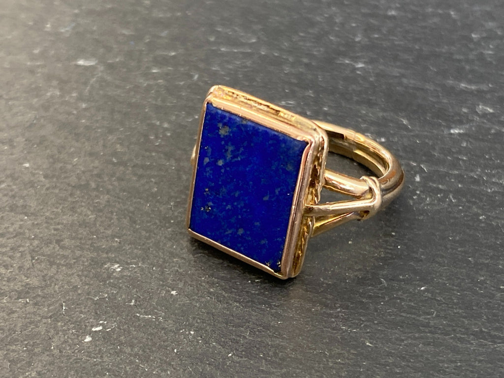 Vintage Herrenring Statement Ring Gold 585 mit Lapislazuli Grösse 58 7,65g