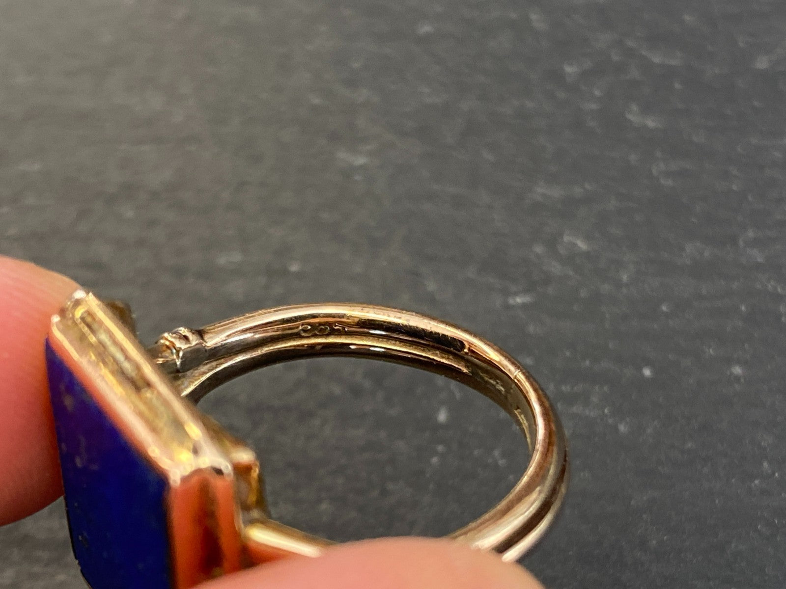 Vintage Herrenring Statement Ring Gold 585 mit Lapislazuli Grösse 58 7,65g