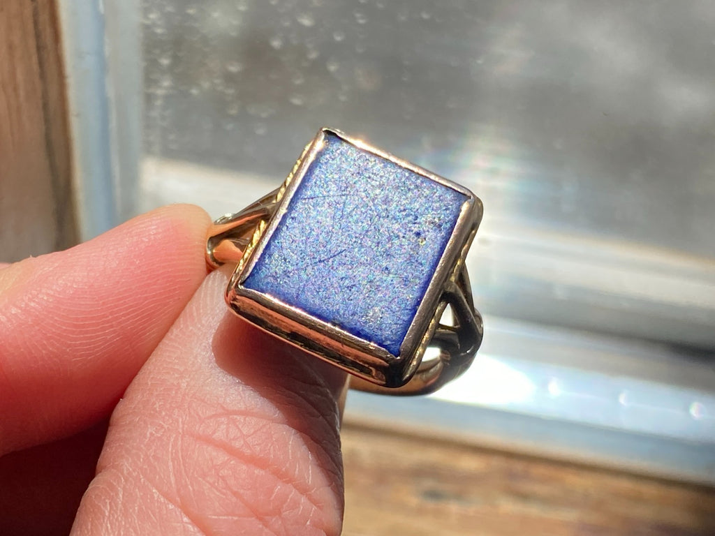 Vintage Herrenring Statement Ring Gold 585 mit Lapislazuli Grösse 58 7,65g