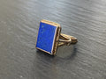 VINTAGE HERRENRING STATEMENT RING GOLD 585 MIT LAPISLAZULI GRÖSSE 58 7,65g