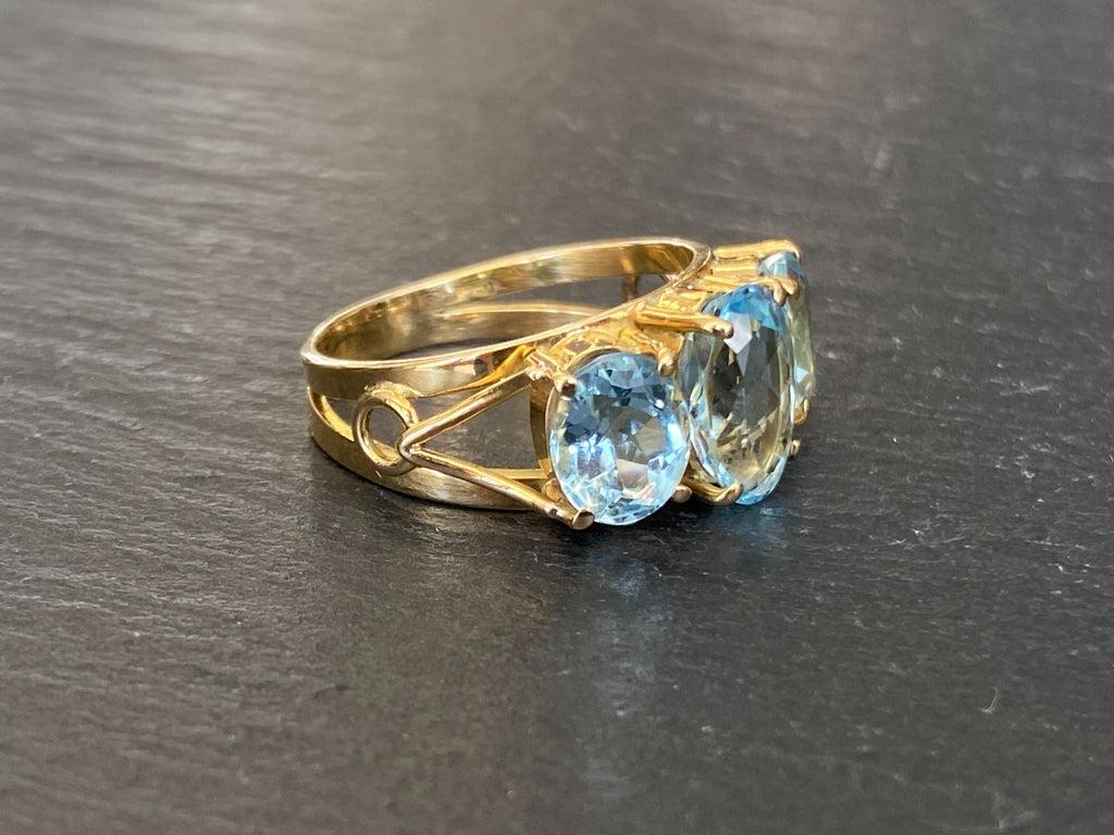 Eleganter Ring Gelbgold Gold 750 18K Aquamarin 3.36ct Grösse 56,5 5,19g