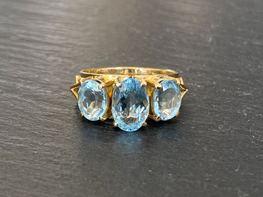 ELEGANTER RING GELBGOLD GOLD 750 18K AQUAMARIN 3.36ct GRÖSSE 56,5 5,19g