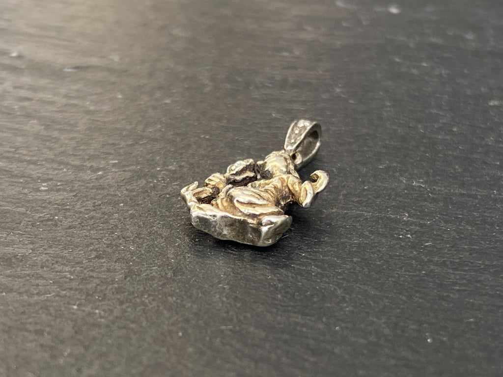 Vintage Anhänger Sterling Silber 925 Mädchen mit Blume