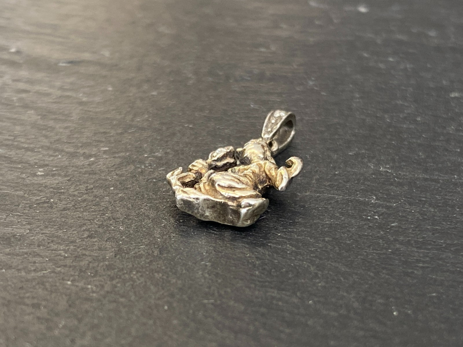 Vintage Anhänger Sterling Silber 925 Mädchen mit Blume