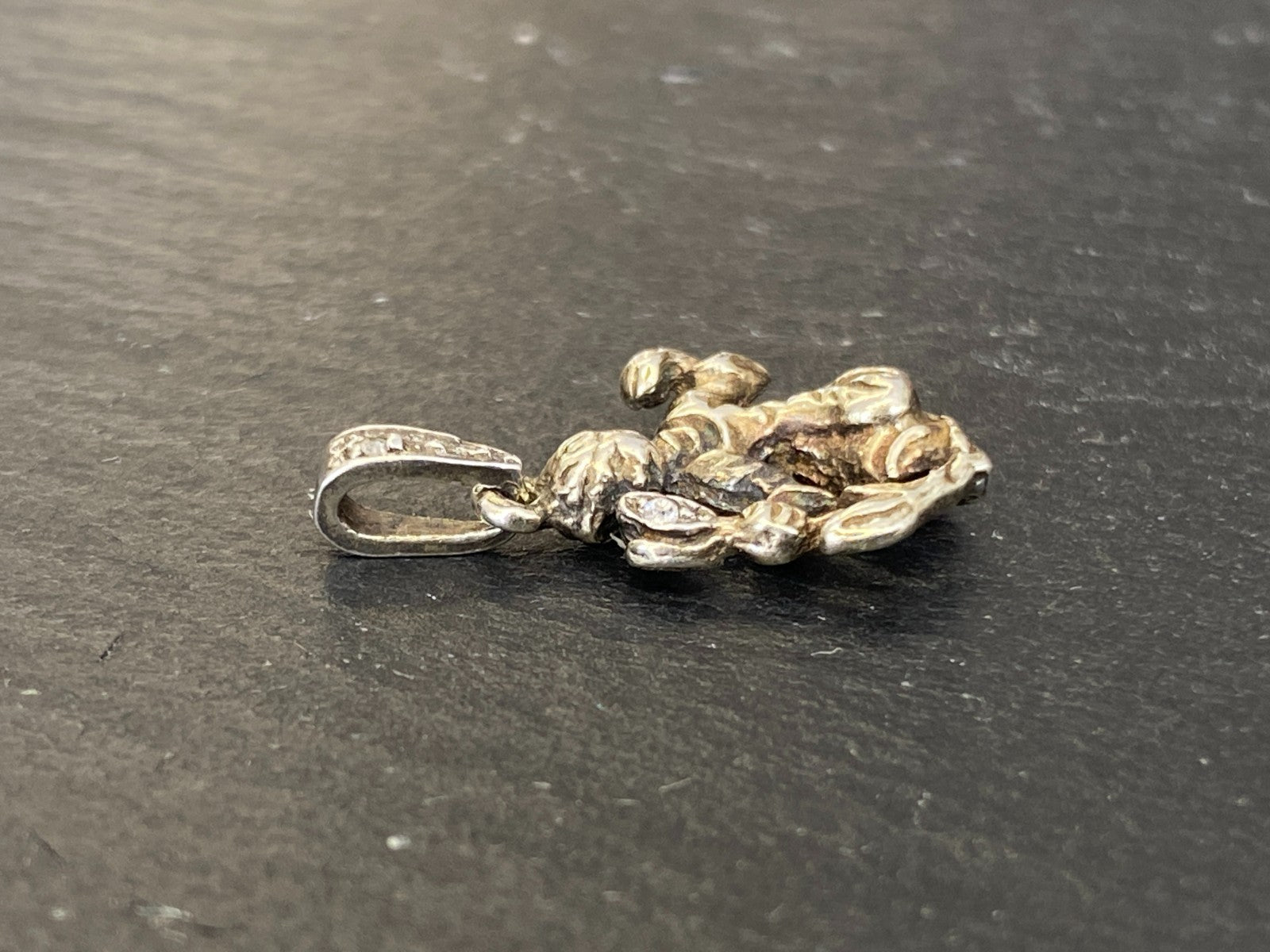Vintage Anhänger Sterling Silber 925 Mädchen mit Blume