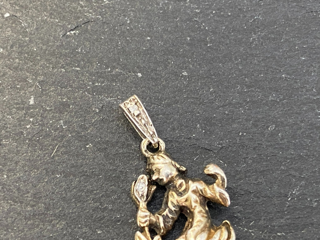 Vintage Anhänger Sterling Silber 925 Mädchen mit Blume